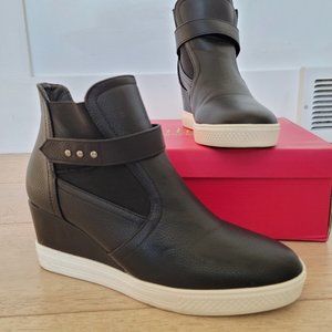 Black faux leather  platforms